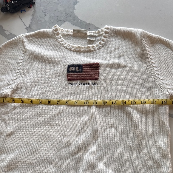 Vintage Polo by Ralph Lauren White Sweater with Flag Design - Picture 7 of 8